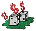 ID 8571a Casino Dice $ Patch Gambling Dollar Sign Embroidered Iron On Applique