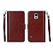 Galaxy S5 Wallet Case - Egrace Vintage Classic Magnetic Removable PU Leather Case with Strap and Built-in 9 Card Slots for Samsung Galaxy S5 / Galaxy SV/Galaxy S V (2014) (Brown)