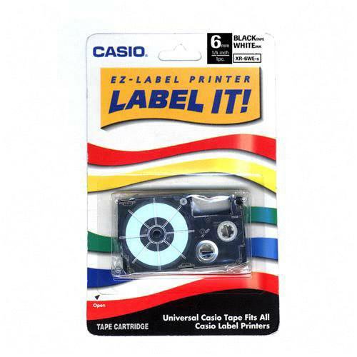Casio 6mm Black on White Label Printer Tape On Sale