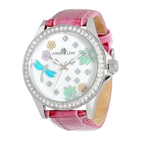 AK Anne Klein Women's Theme Dragonfly and Flower Dial Watch #108859MPKK