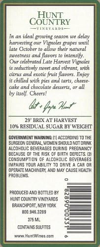 2007 Hunt Country Late Harvest Vignoles Finger Lakes Estate Bottled 375 mL