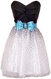 Strapless Prom Dress Holiday Party Gown Cocktail w/ Polka Dot Net Skirt and Color Bow