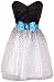 Strapless Prom Dress Holiday Party Gown Cocktail w/ Polka Dot Net Skirt and Color Bow - M