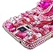 S5 Case-Mavis's Diary 3D Handmade Pink Crystal Rose Rhinestone Diamond Design Hard Cover Case with Soft Clean Cloth (Samsung Galaxy S5 I9600)