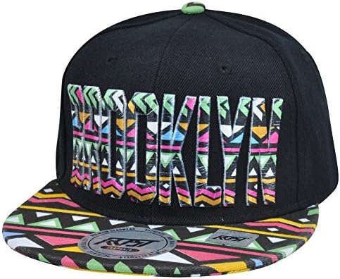 Brooklyn New York City Aztec Print Snapback Black Adjustable Flat Bill Hat Cap
