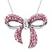 Carnevale Sterling Silver Pink Bow Made with Swarovski Elements Necklace, 18