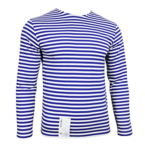 Genuine Russian Paratrooper TELNYASHKA Top - Light Blue Striped Long Sleeved T-Shirt