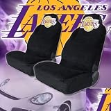 Los Angeles Lakers High Back Car Seat Covers with Large Size Embroidery Logo and Bonus CD Wallet