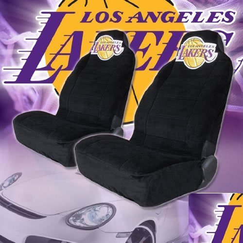 Los Angeles Lakers High Back Car Seat Covers with Large Size Embroidery Logo and Bonus CD Wallet