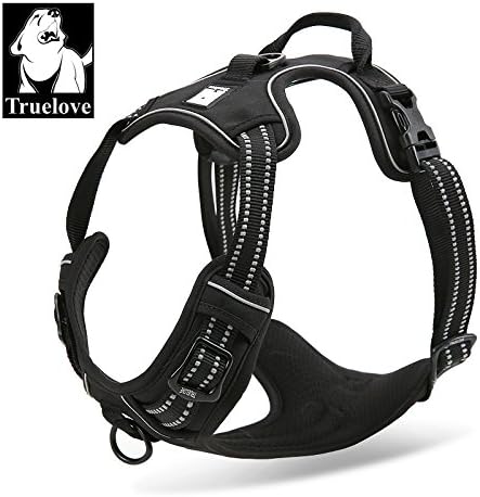 Truelove "Experience" Front Range Adjustable 3M Scotchlite Reflective Padded Dog Harness with Restriction Training Pulling Handle - NEW USA MODEL 2015 (L Midnight Black)