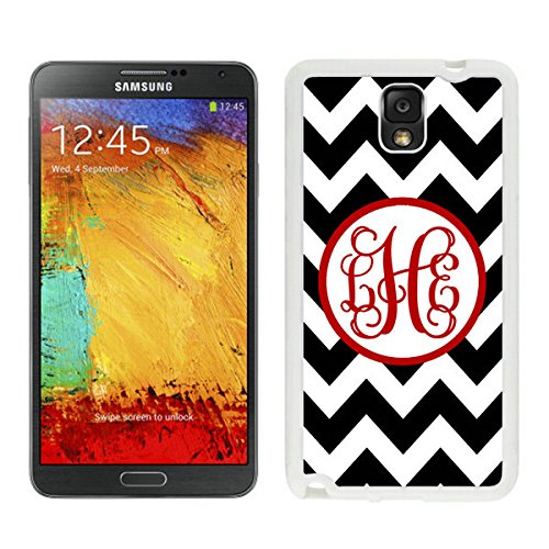 BINGO good review Personalized Black Chevron Red Monogra Samsung Galaxy Note 3 Case White Cover
