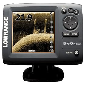 Lowrance 000-10235-001 Elite-5x DSI DownScan Imaging Fishfinder with 5-Inch Color LCD and 455 800 KHz Transom Mount Transducer by 