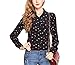 Promithi Womens Long Sleeve Lip Printing Lapel Chiffon Shirt Bottom Shirt