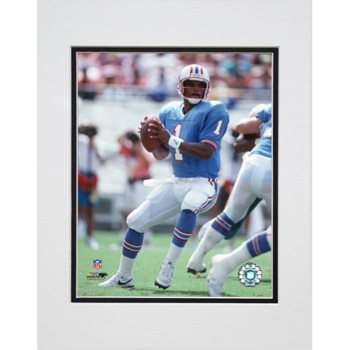 Photo File Houston Oilers Warren Moon Passing Action Matted Photo
