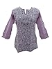 Purple Tunic Floral Embroidered Indian Cotton Kurti