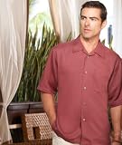 Cubavera Men's Short Sleeve Pieced Bedford Cord Texture Camp Shirt, Grey, X-Large