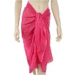 Sarong Pareo Wrap, Deep Pink Colored Paisley Lotus Flower Sheer Lightweight Cotton Print