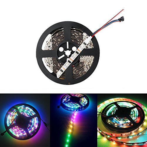 HKBAYI 5M 16.4F 5V WS2801 addressable RGB LED magic dream color Strip light 32Leds/M 160led non-Waterproof music strip light