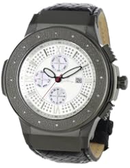 JBW-Just Bling Men's JB-6101L-P "Saxon" Black Designer Diamond Braided Leather Watch