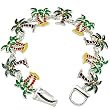 Silvertone Palm Tree Magnetic Closure Bracelet Fashion Jewelry