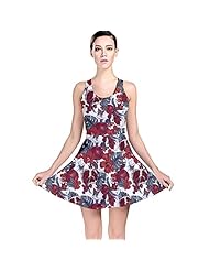 Polyester/Spandex Stretchy Vintage Tropical Print Skater Dress 