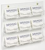 indicate Set of 10, Clear Acrylic Business Card Holder, Wall Mounted, with 9 Pockets, Open Face Literature Display Rack