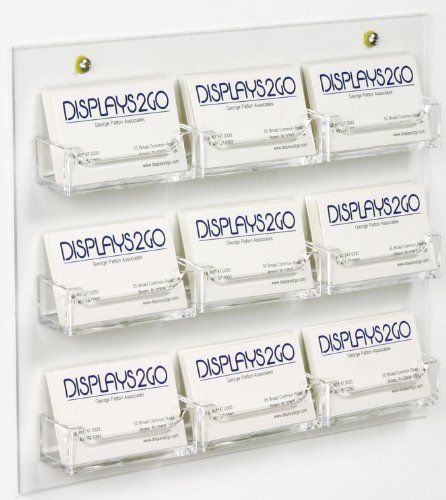 Image of Set of 10, Clear Acrylic Business Card Holder, Wall Mounted, with 9 Pockets, Open Face Literature Display Rack