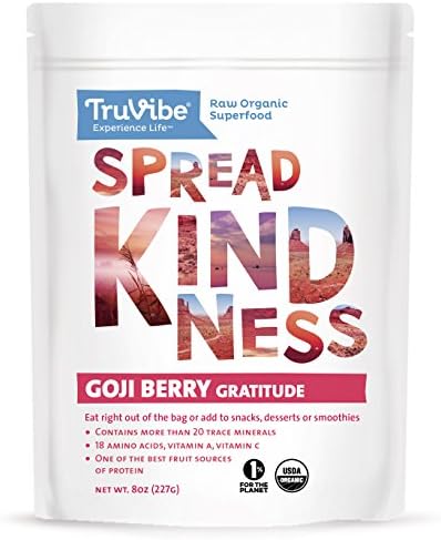 TruVibe 100% Organic Raw Goji Berries, 8 Ounce