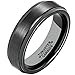 MNH Tungsten Carbide Black Men's Wedding Band Brushed Matte Finish Polished Edge Engagement Ring, 11