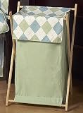Baby and Kids Clothes Laundry Hamper for Blue and Green Argyle Bedding Sets