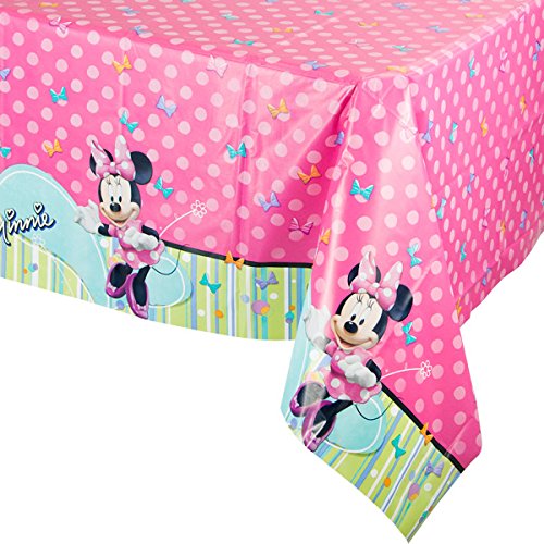 Disney Minnie Plastic Table Cover Birthday Party Tableware Decoration (1 Piece), Pink, 54" x 96".