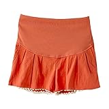 【SEBLES】マタニティ 妊婦 妊婦服 ファッション ショートパンツ 夏 初夏 半ズボン 無地 コットンリネン 綿麻 ポケット(オレンジ,M)