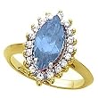 14K Yellow Gold London Blue Topaz and Diamond Ring