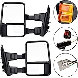 DEDC Pair 1999-2007 Ford Super Duty F250 F350 F450 Side Mirror Towing Mirrors Power Heated With Signal Light (Upgrade to 08 Superduty Retrofit) 1999 2000 2001 2002 2003 2004 2005 2006 2007