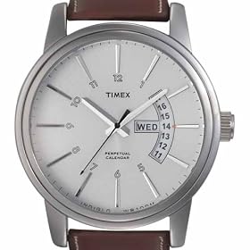 Timex Men's T2K621 Premium Collection Perpetual Calendar Brown Leathe Strap Watch