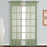 United Curtain Monte Carlo Sheer Window Curtain Panel, 59 by 63-Inch, Sage, Set of 2