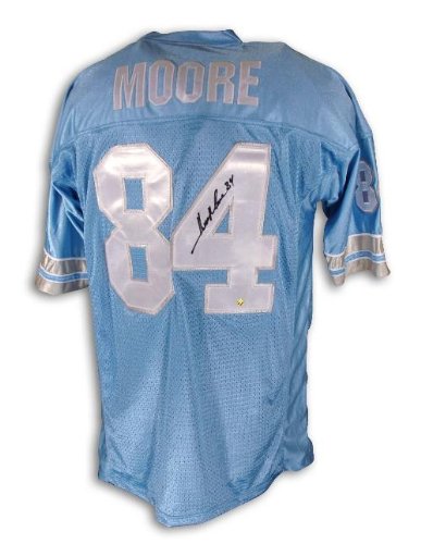 Herman Moore Autographed/Hand Signed Blue Throwback Jersey