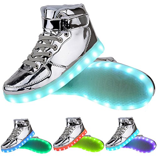 TUTUYU Kids&Adult 11 Colors LED Light Up Shoes High Top Flashing Sneakers For Christmas