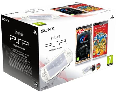 Console PSP Street (E1004 blanche)  + Geronimo stilton : le Royaume de la Fantaisie + Gran Turismo - collection essentielles