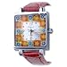 Pugster Square Orange Flower Encircled Murano Millefiori Watch Wrist