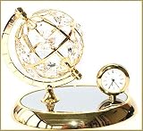 World Globe Clock Swarovski Crystal Decorated & 24K GP