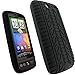 igadgitz Black Silicone Skin Case Cover with Tire Tread Design for HTC Desire Bravo G7 Android Smartphone Cell Phone + Screen Protector