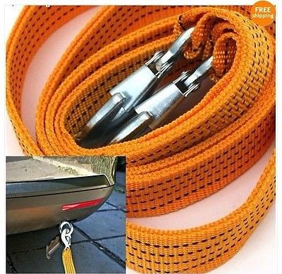 3 Tons Car Tow Cable Towing Strap Rope with Hooks Emergency Heavy Duty 6 Ft