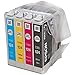 Epson T124 Moderate Capacity Set of 4 OEM Ink Cartridges: 1 of each Black T124120, Cyan T124220, Magenta and Yellow