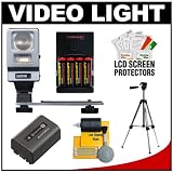 Sunpak FL-VL Combination Camera Slave Flash / Camcorder Video Light with Bracket with Sony Handycam NP-FV50 Battery + Tripod + Accessory Kit for Sony Handycam DCR-SR68, SR88, SX44, SX63, SX83, HDR-CX110, CX150, CX300, CX350, CX550, XR150, XR350, XR550