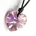Queenberry Swarovski Crystal Light Rose Ab Heart Charm Pendant 18mm Black Leather 1mm Necklace 14
