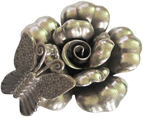 "ThaiSilverJewely" WEIGHT APPROX. 17.60 GRAMS GENUINE CLASSIC FLOWER &amp; SMALL BUTTERFLY FLOWER SIZE 40x40 MM. REALLY NICE &amp; BEAUTIFUL FLOWER PENDANT WITH RING FOR SMALL BUTTERFLY (KAREAN PENDANT BOX 5-3)