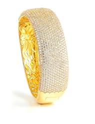 Sterling Silver & Cz 18k Yellow Gold Plated Bangle