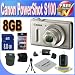 Canon PowerShot S100 12.1 MP Digital Camera with 5x Wide Angle Optical Image Stabilized Zoom (Silver) + 8GB SDHC Memory + Extra Extended Life Battery + USB Card Reader + Memory Card Wallet + Deluxe Case + Accessory Saver Bundle!