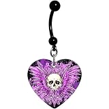 Handcrafted Black Heart Powerful Purple Tribal Skull Belly Ring